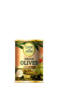 Zaļās olīvas ar laša pastas pildījumu Luce del olive